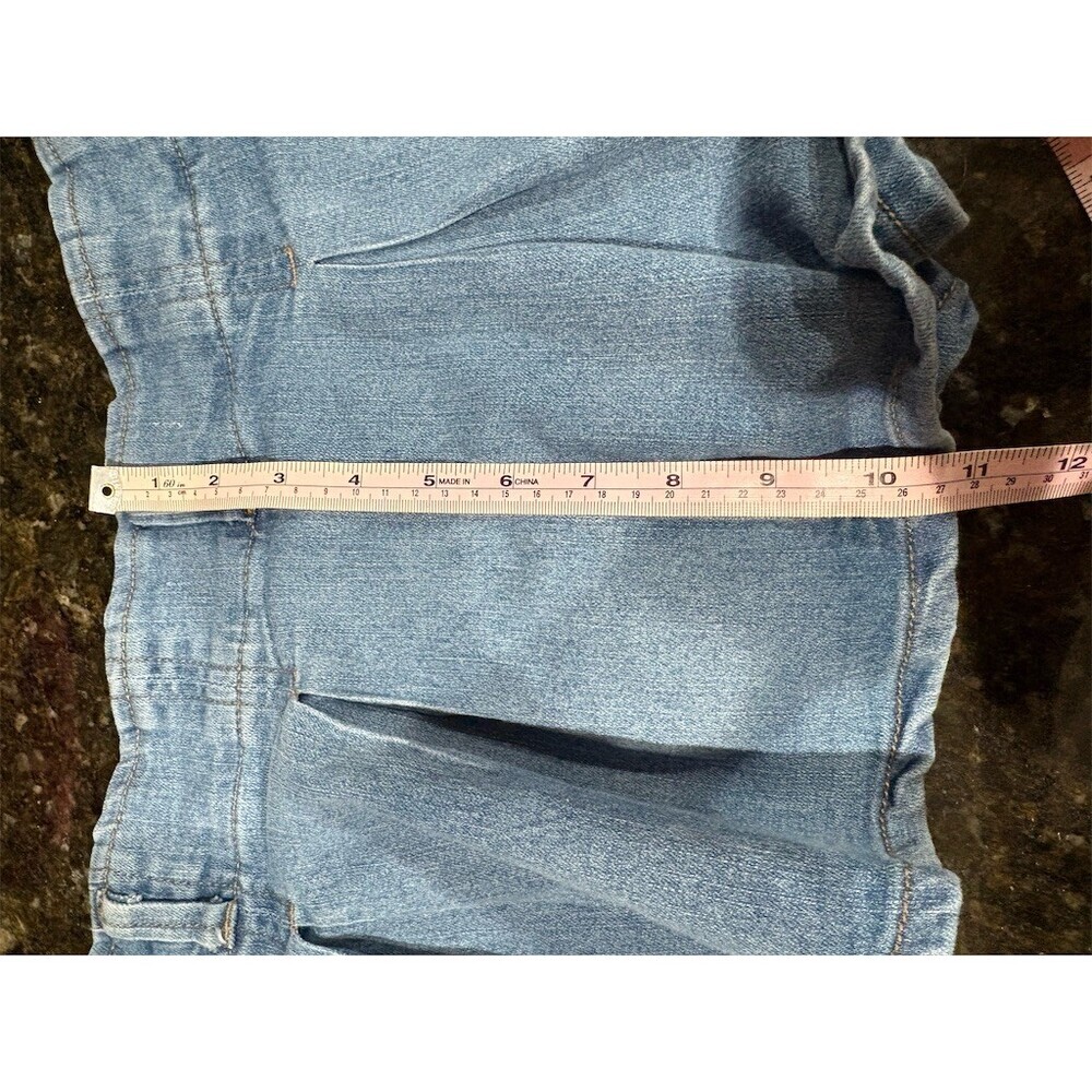 Almost Famous Skort Womens Size L Light Wash Blue Pleated Denim Mini Skirt - Picture 9 of 11